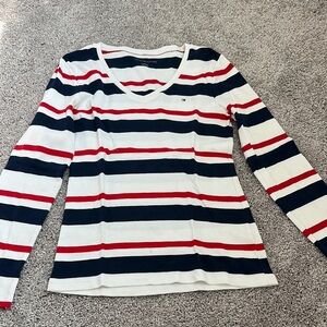 Tommy Hilfiger Women's Striped Top - Red, Blue, and White